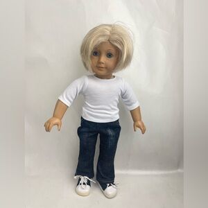 American Girl Doll, Blind with blue eyes 18”